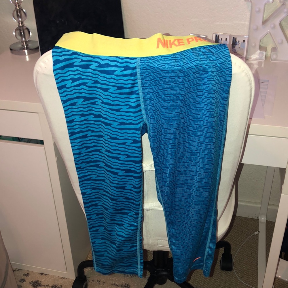 Blue Stripped Nike Pro Leggings